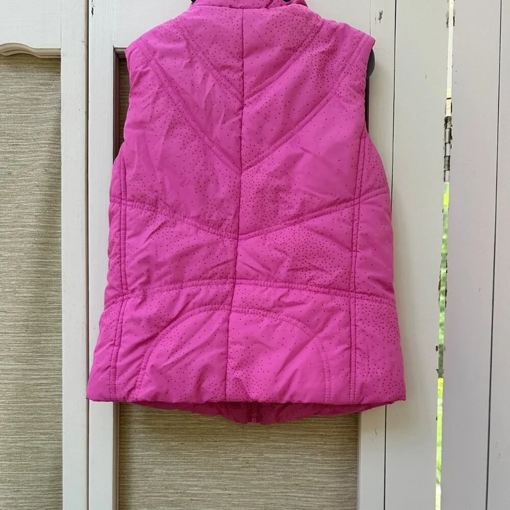 The Children's Place Pink Hooded Puffer Vest with Faux Fur Trim